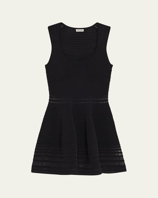 Jonathan Simkhai Black Lottie Stripe Illusion Mini Dress