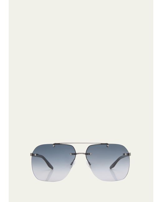 Barton Perreira Blue Daniel Rimless Aviator Sunglasses for men