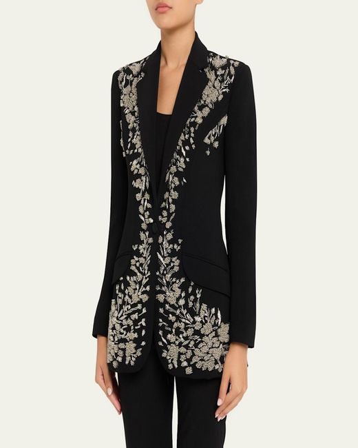 Prabal Gurung Black Beaded Single-Button Blazer