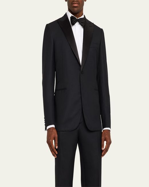 Brioni Black Solid Wool Tuxedo for men