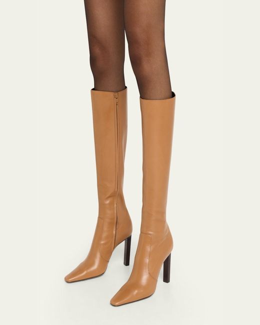 Saint Laurent Brown Francoise Smooth Leather Knee-High Boots