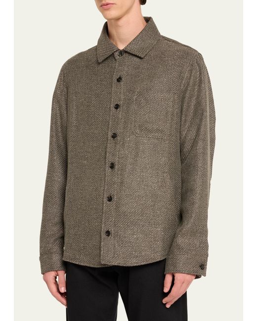 Baldassari Brown Linen Silk Two-tone Overshirt for men