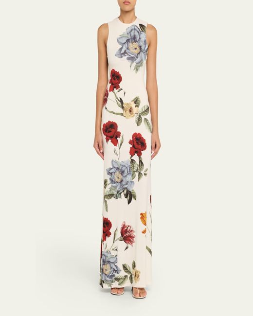 Alice + Olivia White Delora Open-Back Sleeveless Maxi Dress