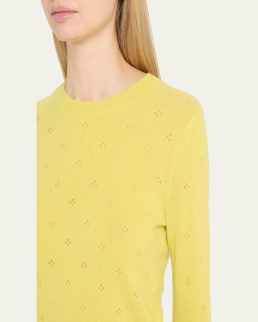 Guest In Residence Yellow Shrunken Pointelle Crewneck Cashmere Pullover
