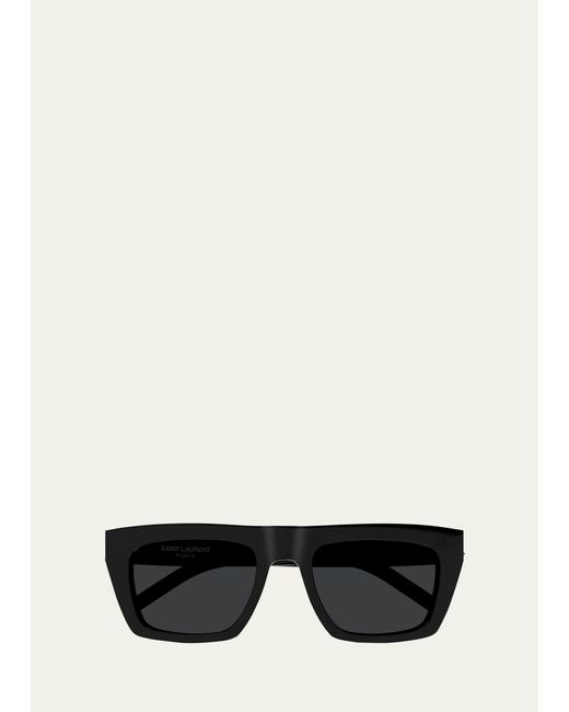 Saint Laurent Black Nylon And Acetate Rectangle Sunglasses for men