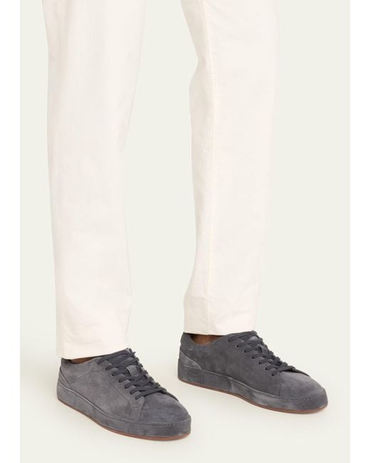 Loro Piana White Nuages Suede Low-top Sneakers for men