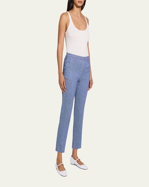 Theory Blue Treeca Pull-On Ankle Pants