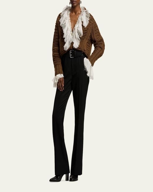 Ralph Lauren Natural Kensley Cotton-Silk Voile Ruffle Blouse