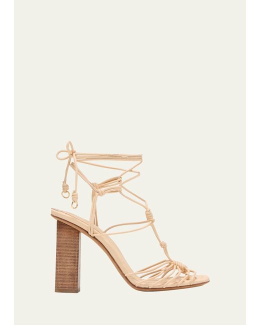Ulla Johnson Natural Strappy Leather Ankle-wrap Sandals
