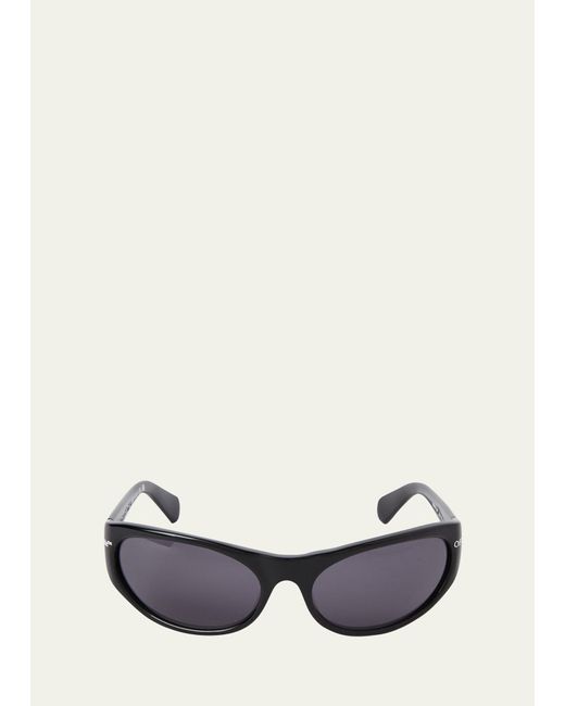 Off-White c/o Virgil Abloh White Napoli Logo Acetate Wrap Sunglasses