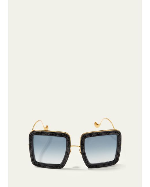 Anna Karin Karlsson Natural Beaming Sky Swarovski Square Acetate Sunglasses