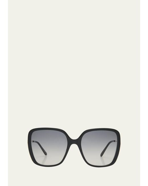 Chloé Gray Square Acetate And Metal Sunglasses