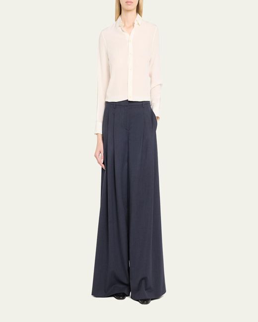 Twp Blue New Didi Wool-Blend Wide-Leg Pants
