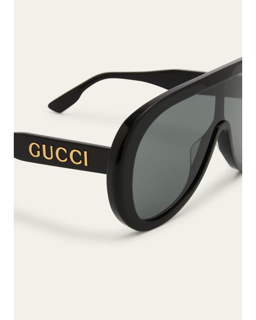 Gucci Multicolor Large Temple Logo Shield Sunglasses for men