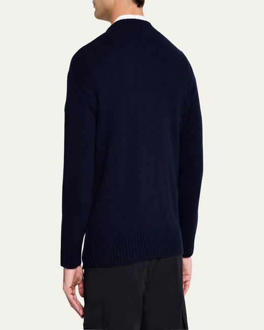Moncler Blue Wool-Cashmere Sweater for men