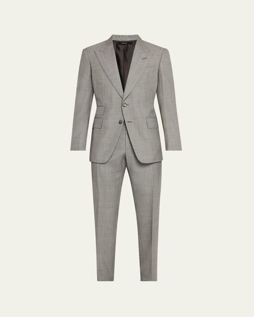 Tom Ford Gray Shelton Sharkskin Slim-Fit Suit for men