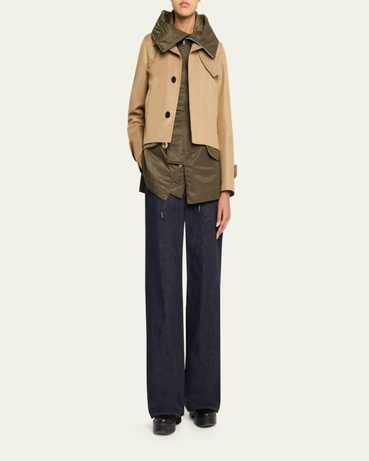 Sacai Natural Cotton Gabardine Layered Jacket