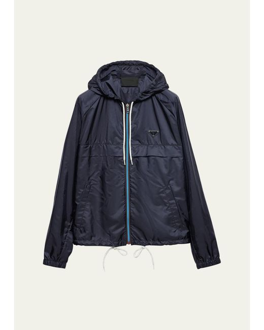 Prada Blue Re-Nylon Hooded Jacket for men