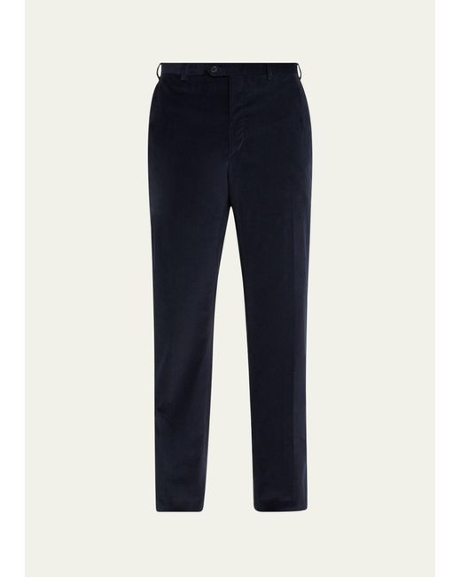 Brioni Blue Micro-corduroy Flat Front Pants for men