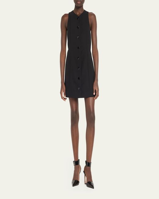 Ganni Black Sleeveless Twill Suiting Mini Dress