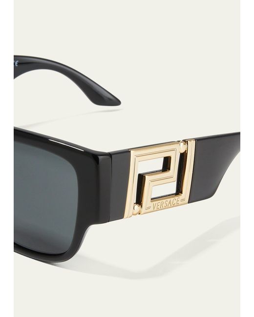 Versace Gray Greca Rectangle Sunglasses for men