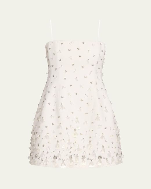Jonathan Simkhai Natural Yasmin Embellished Strapless Mini Dress