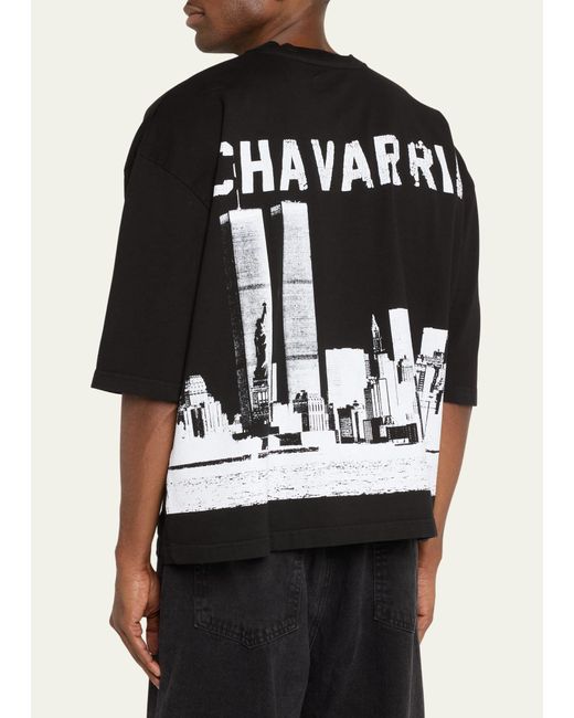 Willy Chavarria Black Nuevo York Skyline Boxy T-shirt for men