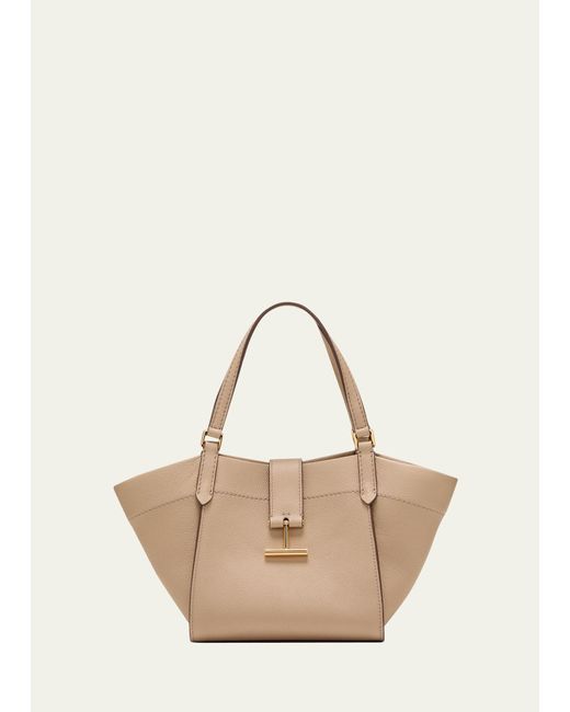 Tom Ford Natural Tara Small Tote In Grained Leather