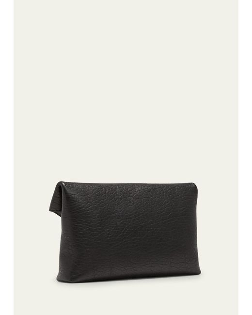 Saint Laurent Gray Large Ysl Envelope Pouch Clutch Bag In Leather