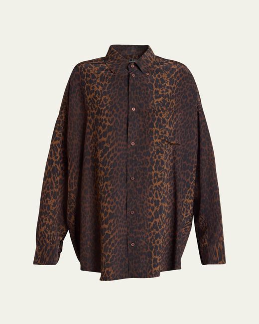 Balenciaga Purple Printed Cocoon Silk Shirt