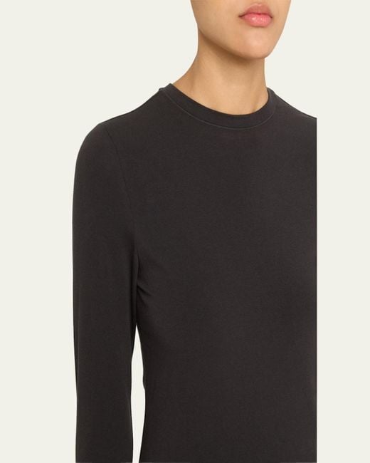Skims Black Cotton Jersey Long-Sleeve Crewneck T-Shirt