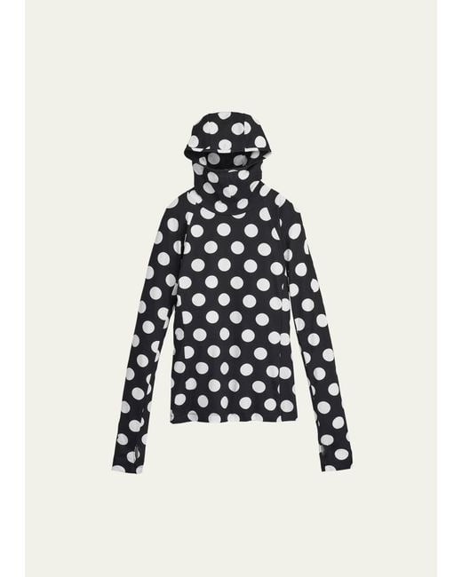 Marc Jacobs White Spots-print Hooded Long-sleeve Top
