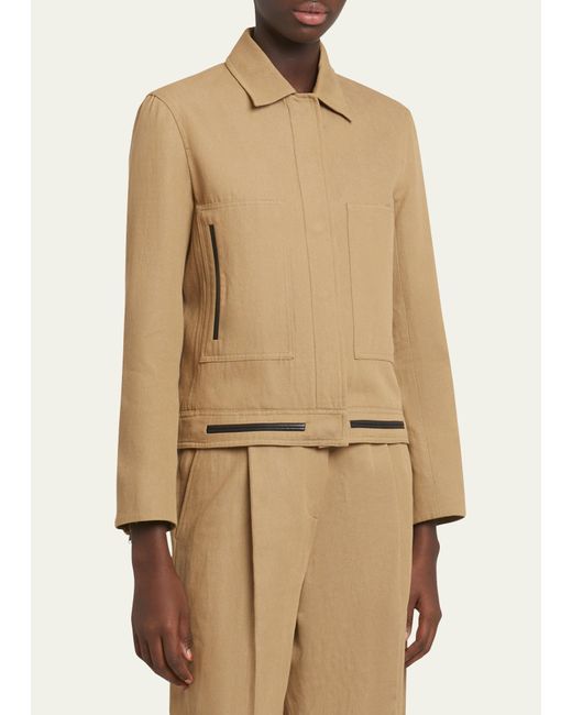 Proenza Schouler Natural Wiley Leather Trim Suiting Jacket