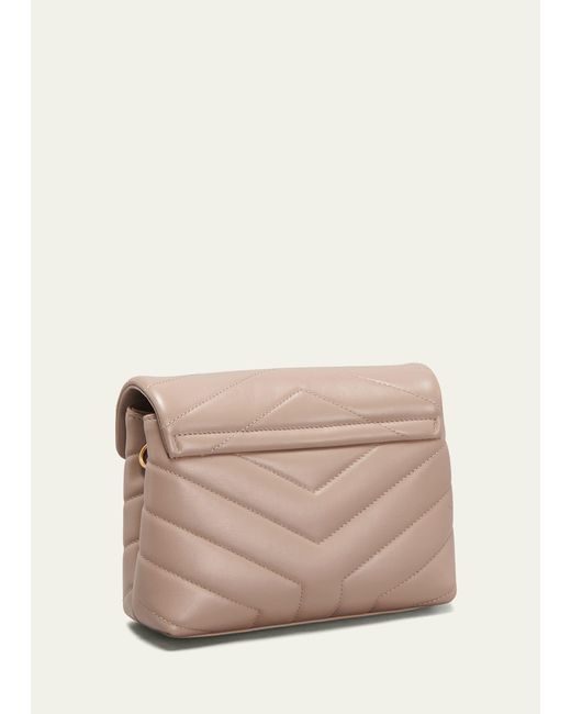 Saint Laurent Natural Loulou Toy Ysl Crossbody Bag In Quilted Leather