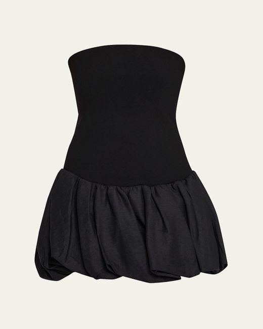 Jonathan Simkhai Black Pollie Strapless Mini Bubble Dress
