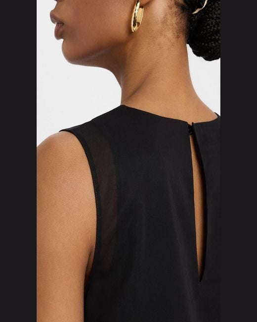 Lafayette 148 New York Sleeveless Layered Side-Slit Maxi Dress in Black |  Lyst