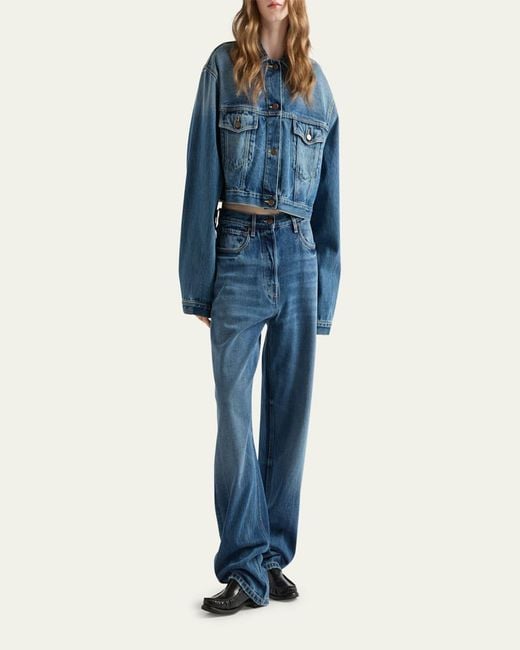 Prada Blue Boxy Denim Blouson Jacket