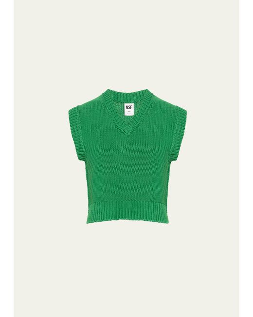 Bliss and Mischief Green Cruz Shrunken Organic Cotton Knit Vest