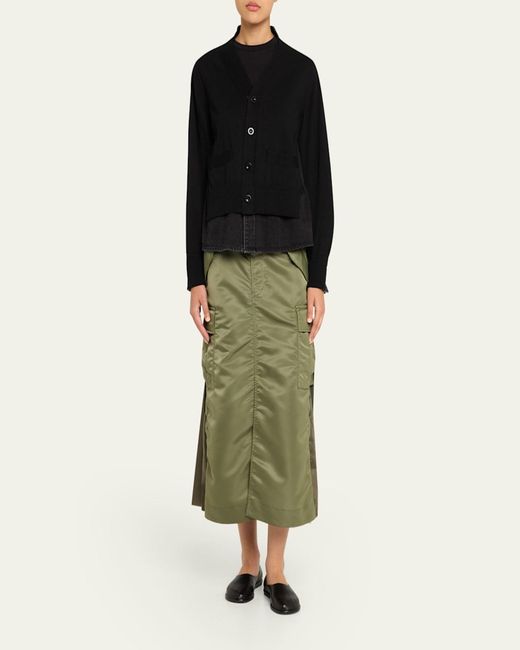 Sacai Black Denim Knit Cardigan