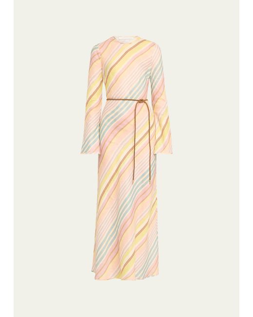 Zimmermann Natural Halliday Striped Bias Maxi Dress