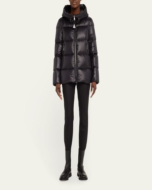 Moncler Black Seritte A-Line Short Down Jacket