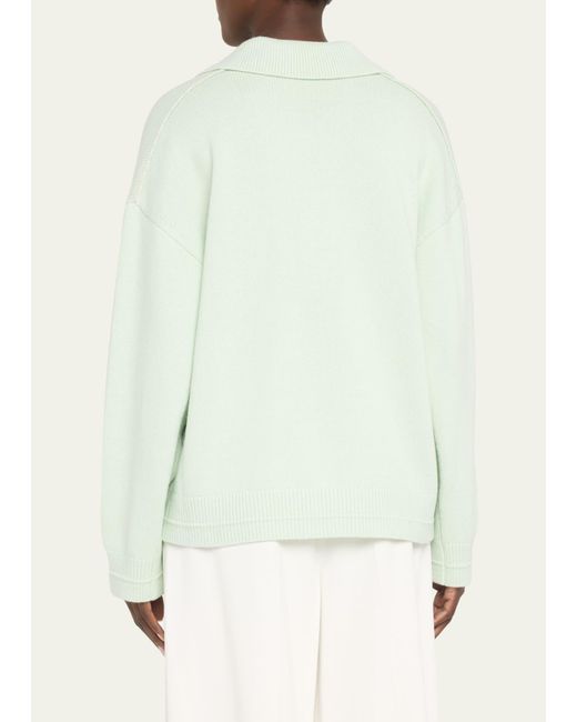 Maria McManus Green Jersey Collar Cashmere Sweater