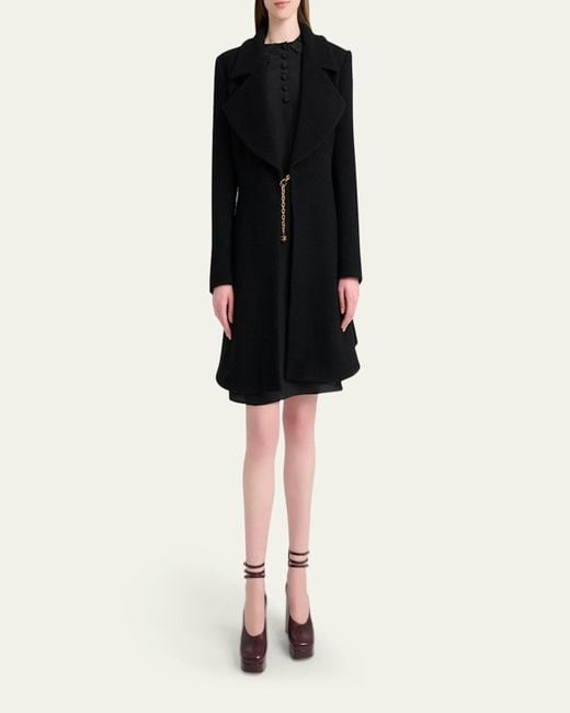 Chloé Black Boucle Wool-Blend Coat