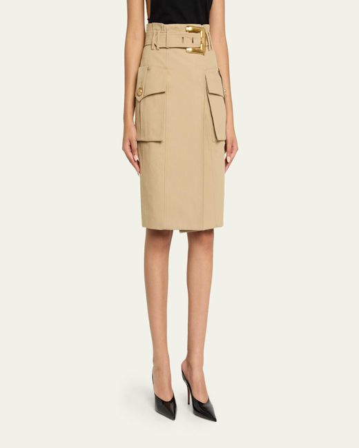 Balmain Natural Belted Cargo Skirt