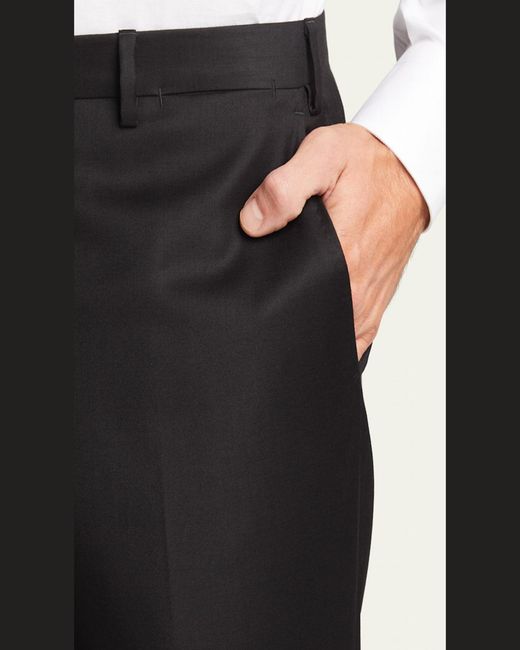 Brioni White Solid Wool Trousers for men