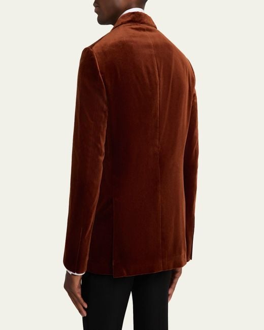 Brunello Cucinelli Brown Satin Peak Lapel Velvet Dinner Jacket for men