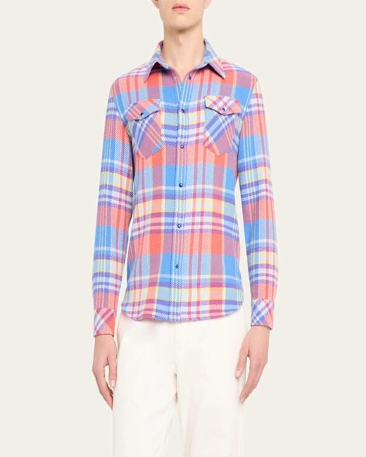 God's True Cashmere White Bright Plaid Sport Shirt With for men