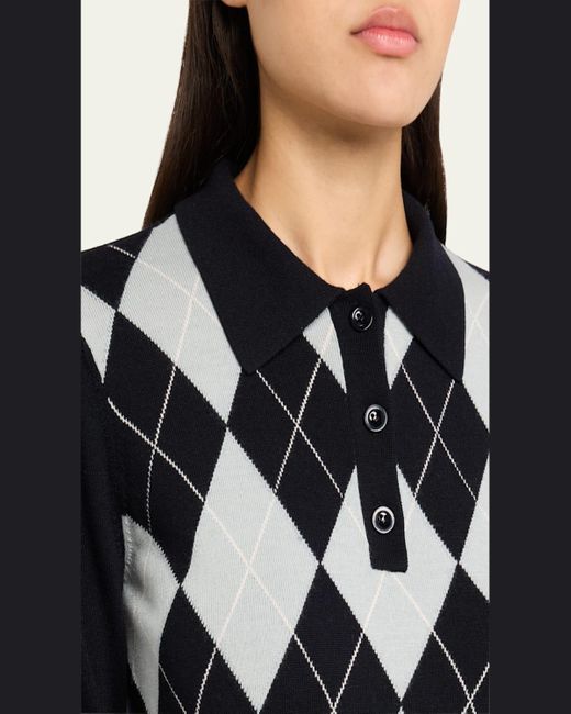 FRAME Black The Argyle Polo Sweater