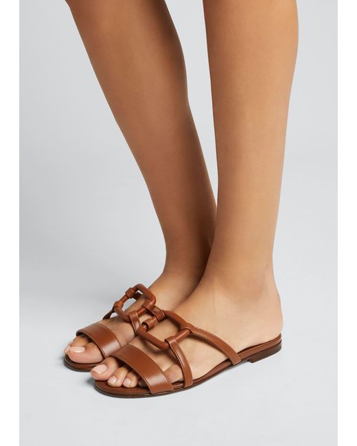flat leather slide sandals