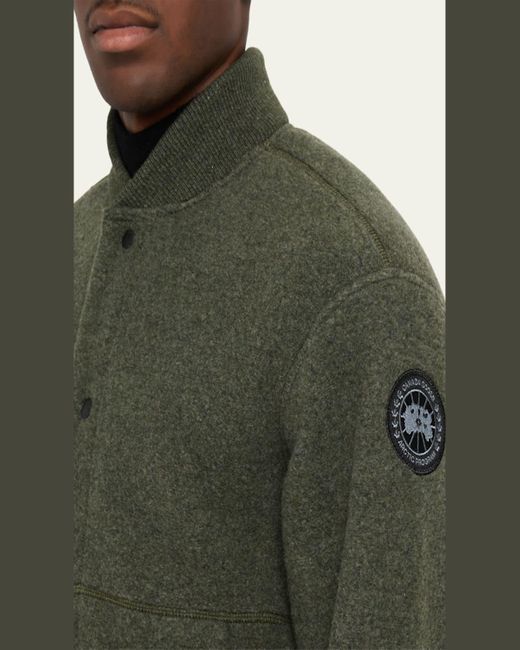 Canada Goose Black Hudson Fleece Snap-Front Bomber Jacket for men